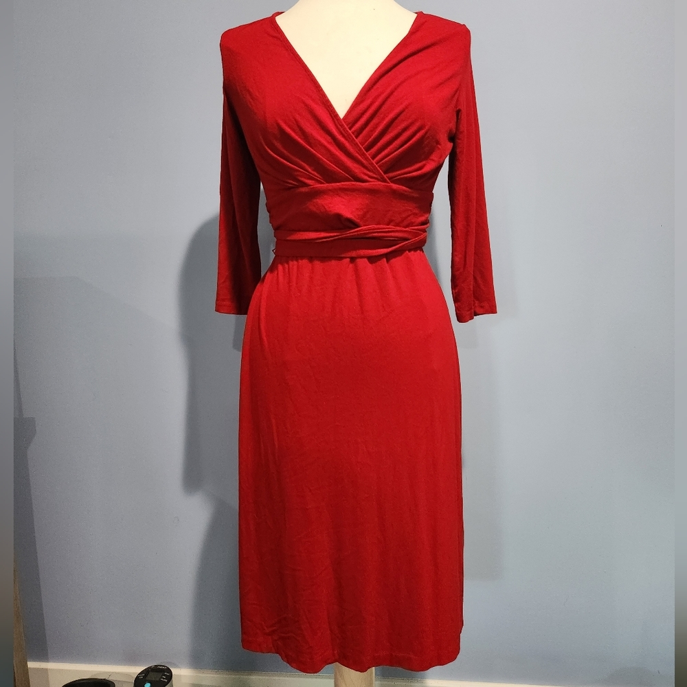 Talbots red surplice top 3/4 sleeve dress